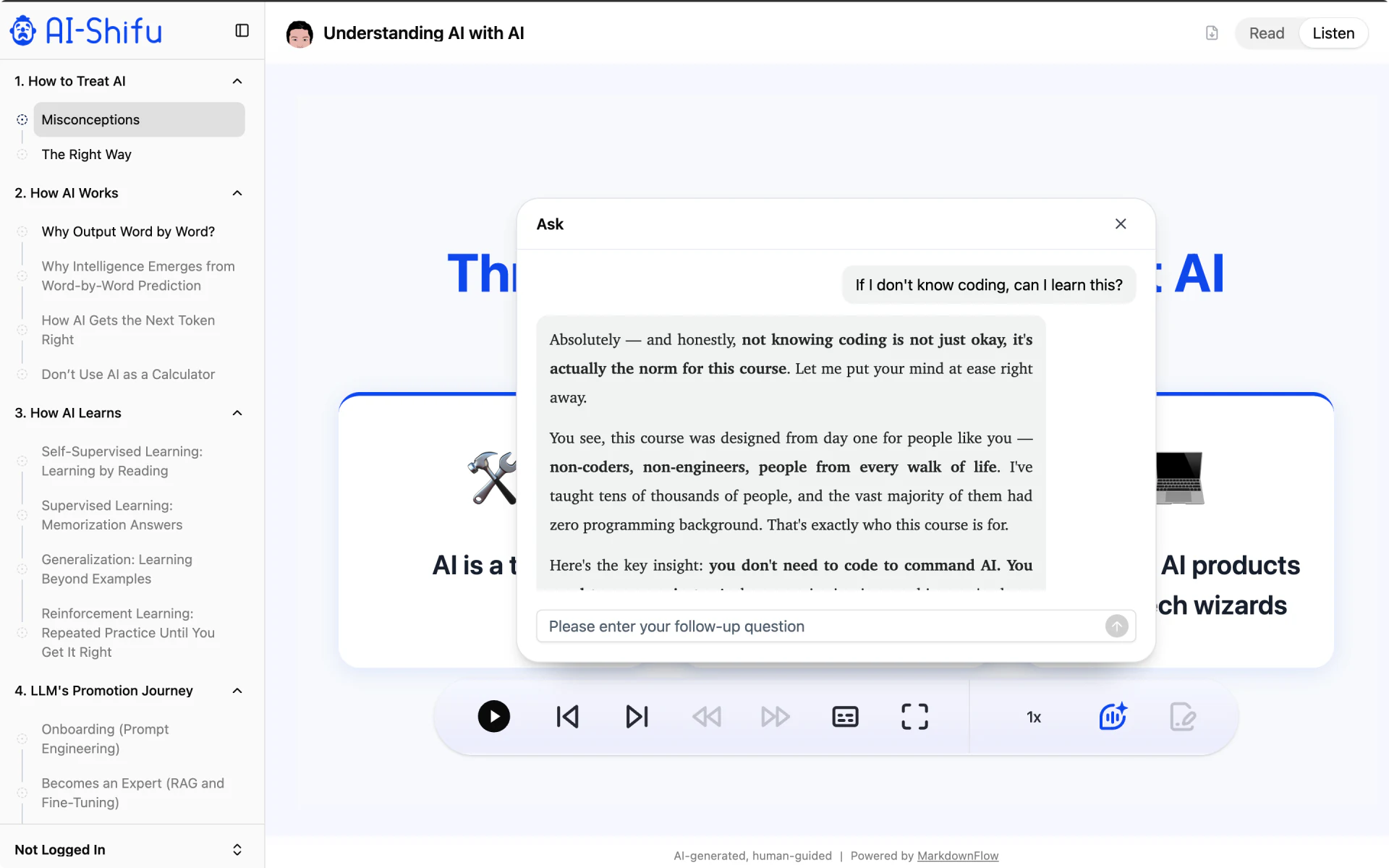 Contextual question in Listen mode