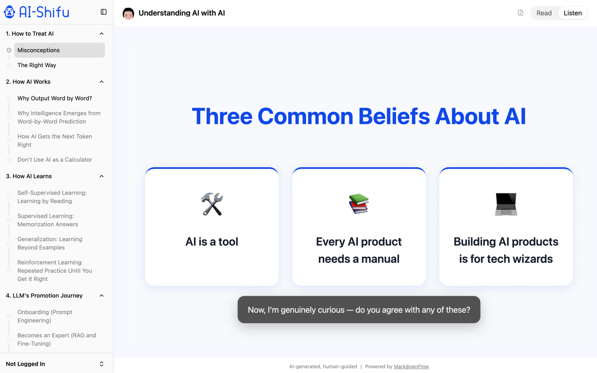 AI-Shifu lesson in Listen mode